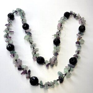 Green and Purple Necklace Fashion Chips and Nuggets Fashion Flourite Stone- NEW!